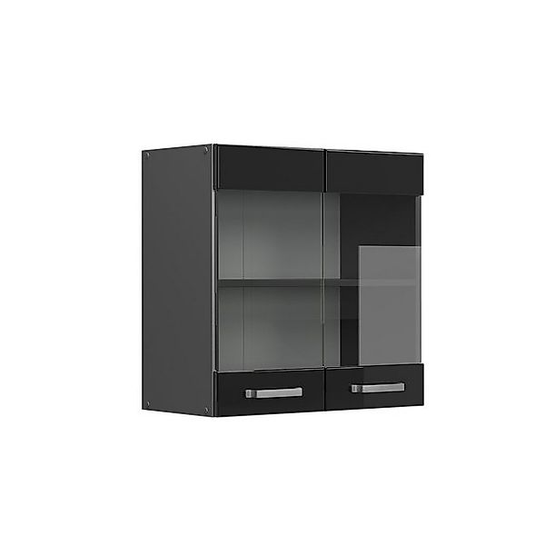 Vicco Küchenglasschrank R-Line Glashängeschrank Schwarz Hochglanz 60 cm günstig online kaufen