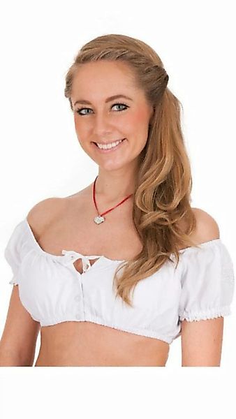 Nübler Dirndlbluse Dirndlbluse Kurzarm Claudia in Weiß mit Carmenausschnitt günstig online kaufen