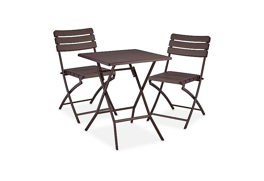 relaxdays Balkonset Balkonmöbel Set 3-teilig in Holzoptik, (3-tlg., Tisch m günstig online kaufen