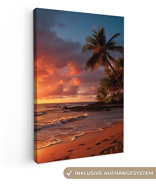 OneMillionCanvasses® Leinwandbild Sonnenuntergang - Palmen - günstig online kaufen