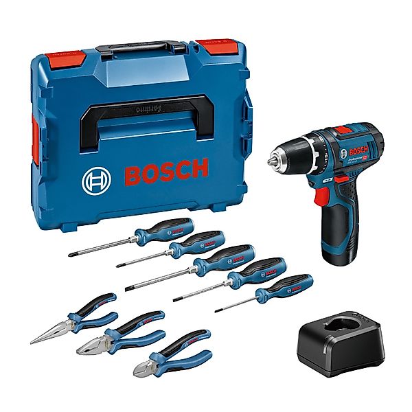 Bosch Professional Akku-Bohrschrauber GSR 12 V-15 Handwerkzeug-Set günstig online kaufen