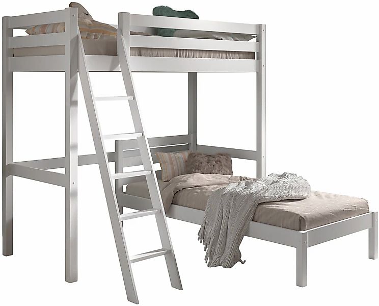 Vipack Hochbett "mit 2 Liegeflächen 90/200 Made in Europe, Kiefer massiv we günstig online kaufen