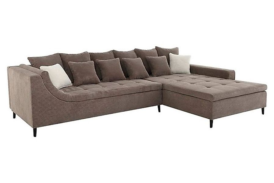 Jockenhöfer Gruppe Ecksofa MONTEVIDEO, Taupe, Cord, mit Rücken- & Zierkisse günstig online kaufen
