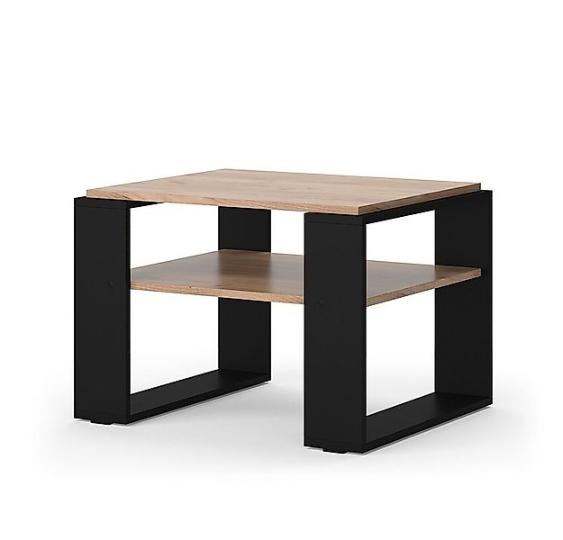 Vicco Couchtisch Helm, Goldkraft Eiche/Schwarz, 65.6 x 55,8 cm mit Ablage günstig online kaufen