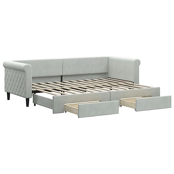 vidaXL Bettgestell, Tagesbett Ausziehbar mit Schubladen Hellgrau 80x200 cm günstig online kaufen