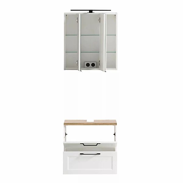 Held Möbel 2-tlg. Unterbeckenschrank-Set Padua 60 cm matt Weiß-Weiß günstig online kaufen