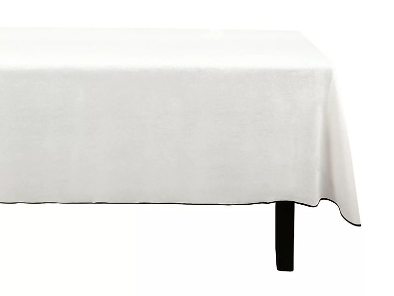 Tischdecke - Baumwolle & Leinen mit schwarzem Rand - 170 x 300 cm - Off-Whi günstig online kaufen