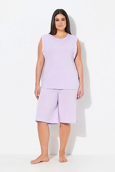 Ulla Popken Pyjama Shorty Zweiteiler Rundhals ärmellos weites Bein günstig online kaufen