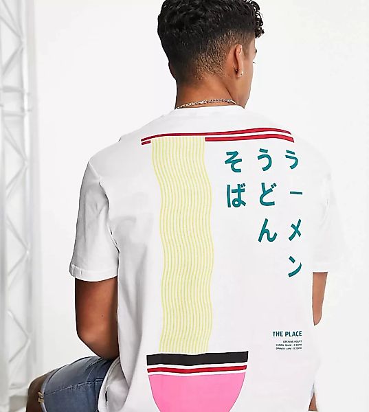 Only & Sons – Oversize-T-Shirt mit Ramen-Print hinten in Weiß, exklusiv bei günstig online kaufen