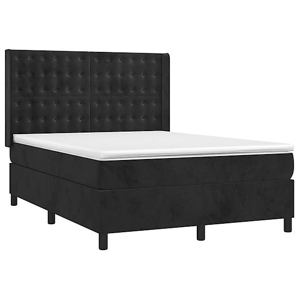 vidaXL Boxspringbett mit Matratze & LED Schwarz 140x190 cm Samt 3139801 günstig online kaufen
