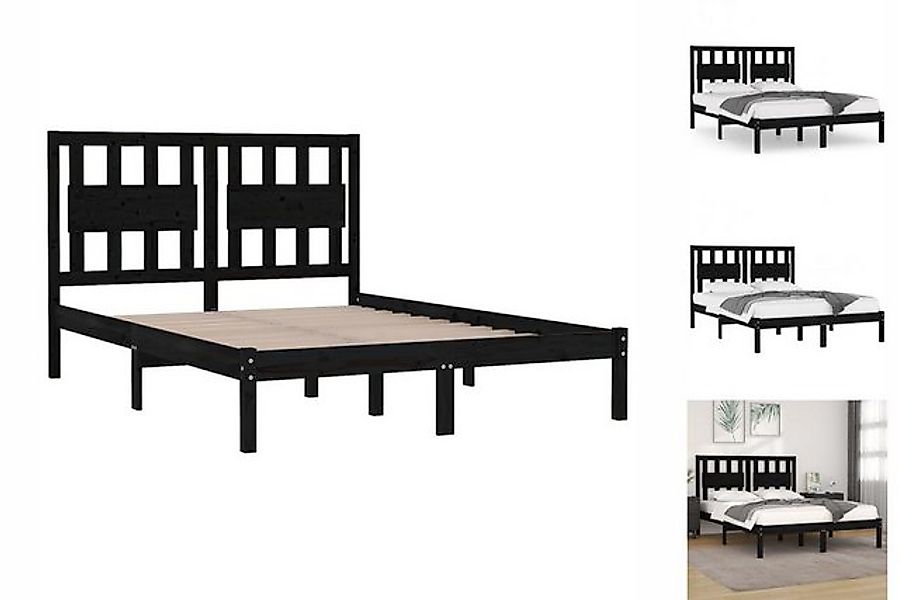 vidaXL Bettgestell Massivholzbett Schwarz Kiefer 200x200 cm Doppelbett Bett günstig online kaufen