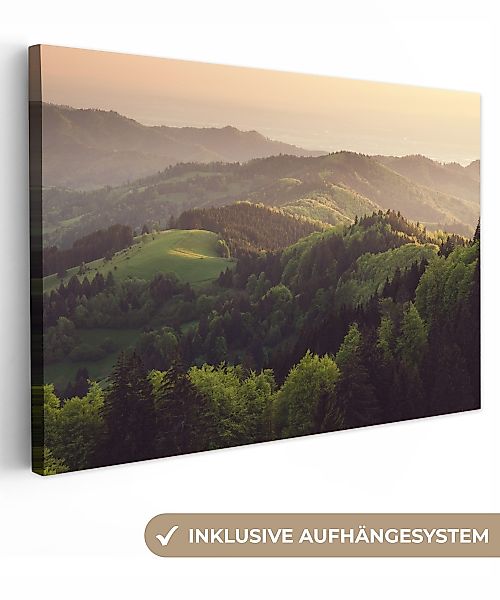 OneMillionCanvasses® Leinwandbild Sonnenuntergang im deutschen Schwarzwald günstig online kaufen