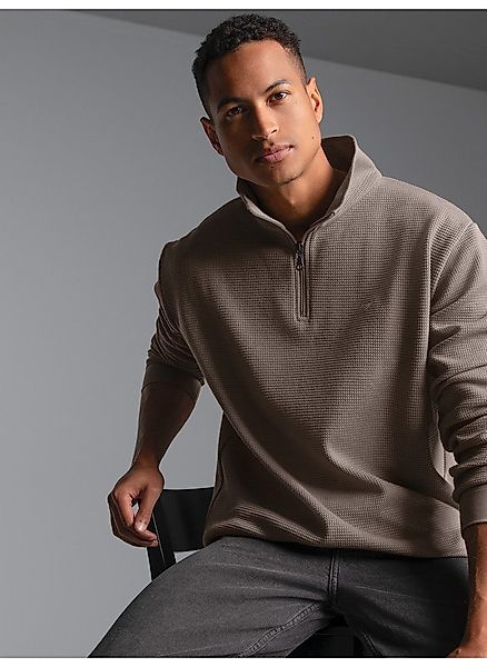 Trigema Sweatshirt TRIGEMA Troyer in Waffeloptik günstig online kaufen