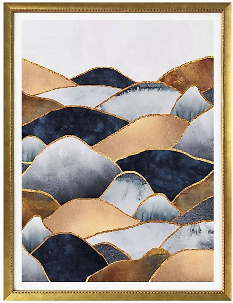 Wall-Art Poster "Gold Effekt Berge Goldene Hügel", Berge, (1 St.), Poster o günstig online kaufen
