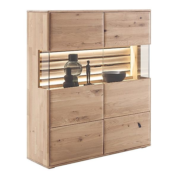 Lomadox Highboard GALWAY-05, Vitrinenschrank, Eiche massiv günstig online kaufen