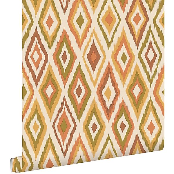 ESTAhome Tapete Karomuster Grün Orange und Gelb 50 x 900 cm günstig online kaufen