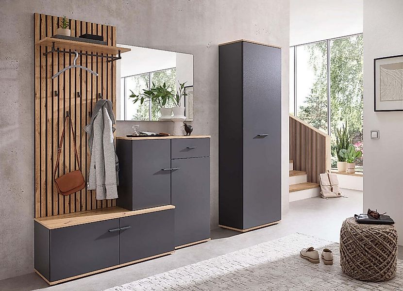 moebel-dich-auf Garderoben-Set COMO, (Paneel + Schuhschrank + Spiegel + Hoc günstig online kaufen