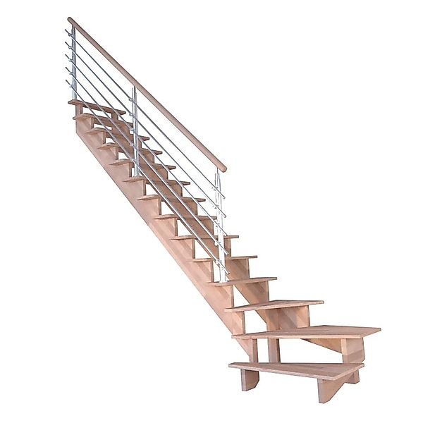 Treppe Lindos Buche Gewendelt L 80 cm Design-Geländer-Edelstahl FSC® günstig online kaufen