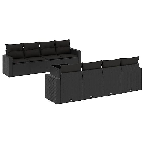 vidaXL 9-Tlg Garten-Sofagarnitur mit Kissen Schwarz Poly Rattan 3218735 günstig online kaufen