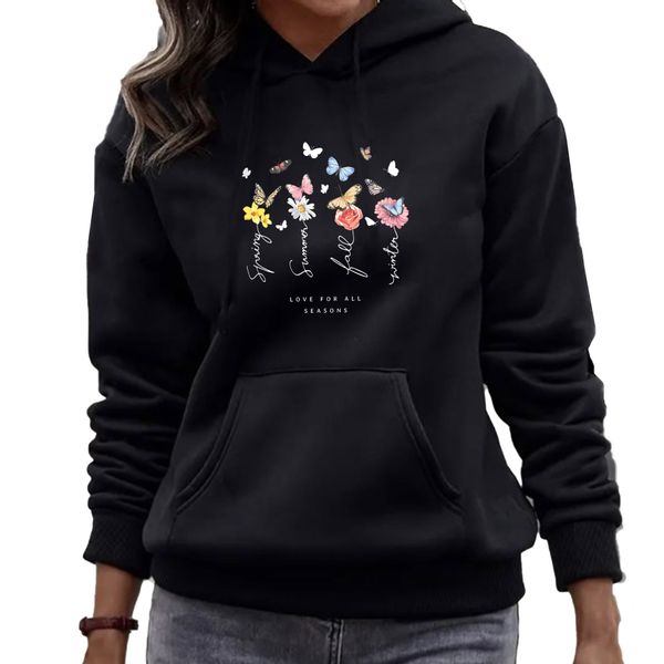 Banco Hoodie Damen Schmetterling Unifarben Unifarben, günstig online kaufen