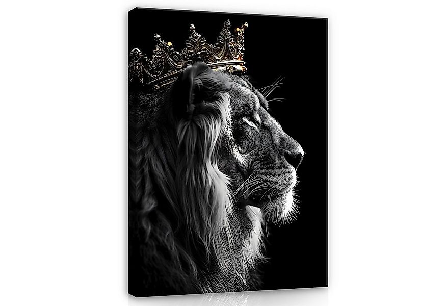 Wallarena Leinwandbild Löwe König Tiere Schwarz Motivation Wandbilder Wandb günstig online kaufen