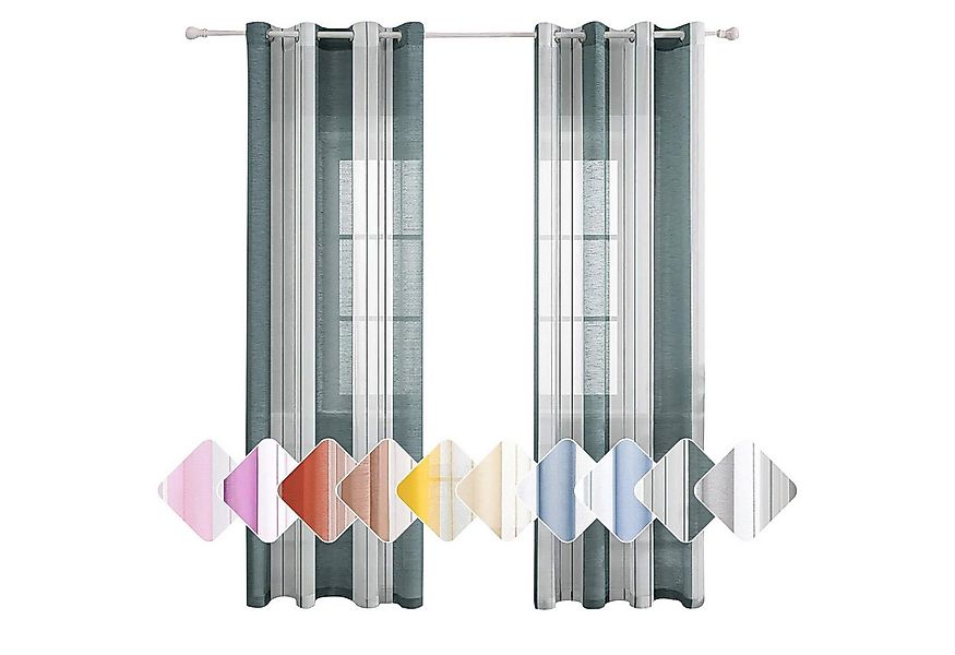 BYSURE Vorhang Gestreift Voile Vorhänge (2 St), Ösen, halbtransparent, Voil günstig online kaufen