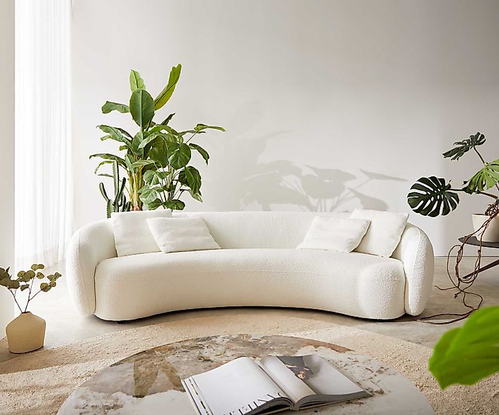 DELIFE 3-Sitzer Larna, Bouclé Creme-Weiß 260x120 günstig online kaufen