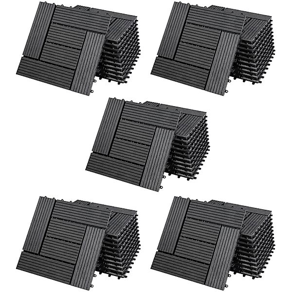 Casaria Holzfliesen 55x Mosaik Anthrazit, Terrassenfliesen günstig online kaufen