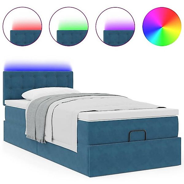 vidaXL Bett Ottomane Bett mit Matratze & LEDs Dunkelblau 80x200 cm Samt günstig online kaufen