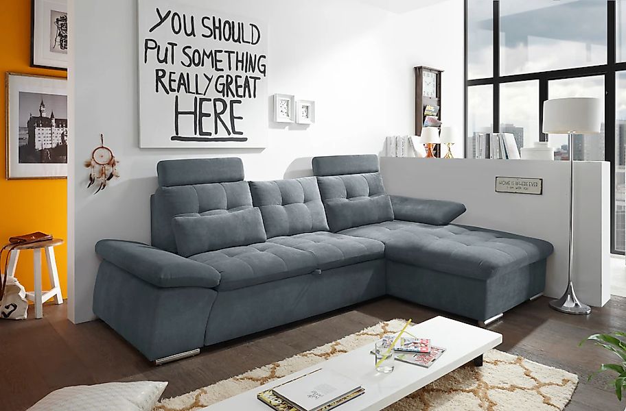 ED EXCITING DESIGN Ecksofa "Nalo L-Form", mit Bettfunktion, Armteilverstell günstig online kaufen