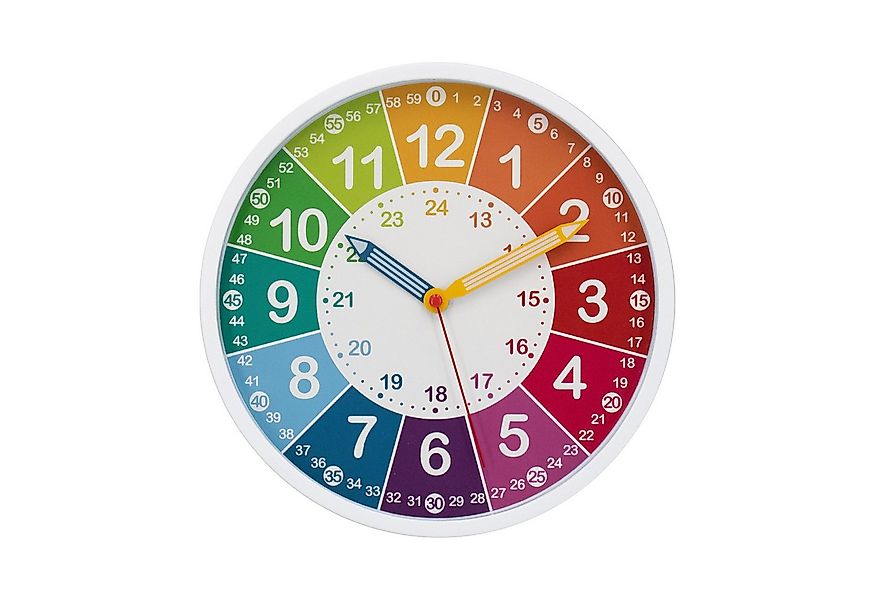 K&L Wall Art Wanduhr Kinderuhr Regenbogen Lernzifferblatt bunte Kinderzimme günstig online kaufen