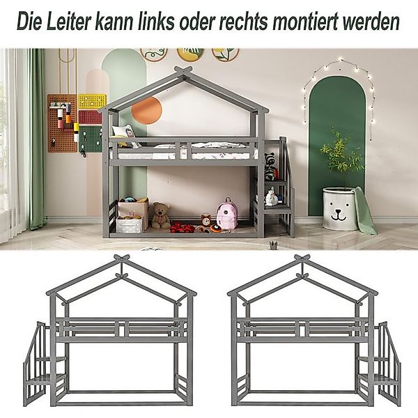 STILVORA Etagenbett 90×200 Etagenbett mit treppe und Lattenrost,Bettgestell günstig online kaufen