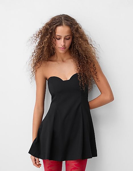 Bershka Weitschwingendes Bandeau-Minikleid Mit Herzausschnitt Damen M Schwa günstig online kaufen