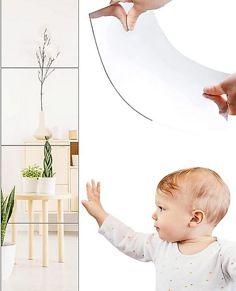 Coonoor Wandspiegel 4 Stück Spiegelfliesen Selbstklebend HD Spiegel Glasspi günstig online kaufen