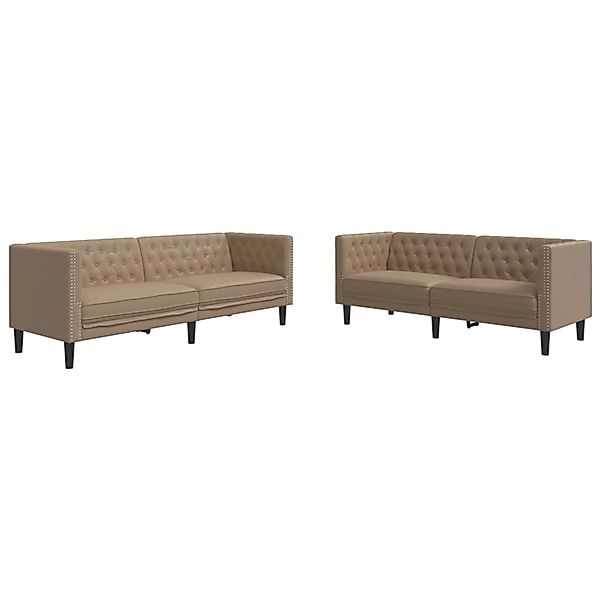 vidaXL 2-Tlg Chesterfield-Sofa-Set Cappuccino Kunstleder 3209279 günstig online kaufen