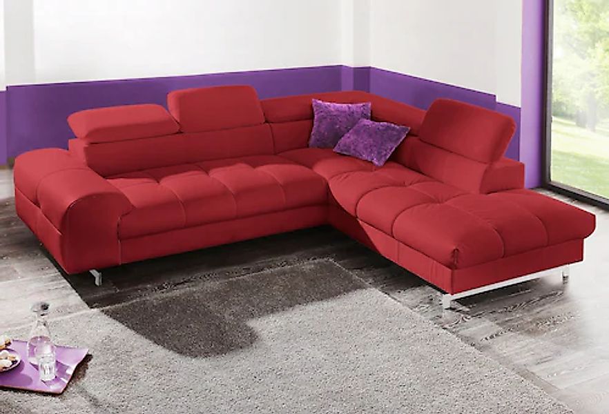 COTTA Ecksofa »Chef L-Form«, mit Kopfteilverstellung, edle Metallkufen, wah günstig online kaufen
