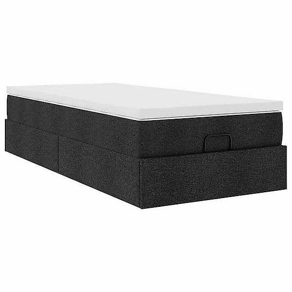 vidaXL Bett Ottoman-Bett mit Matratze Schwarz 80x200 cm Stoff günstig online kaufen