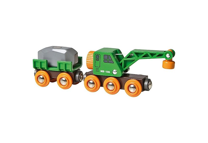 BRIO® Spielzeugeisenbahn-Set BRIO World World Grüner Kranwagen mit Anhänger günstig online kaufen