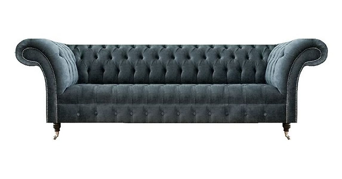 Xlmoebel Chesterfield-Sofa Graue Chesterfield Viersitzer Wohnzimmer Polster günstig online kaufen