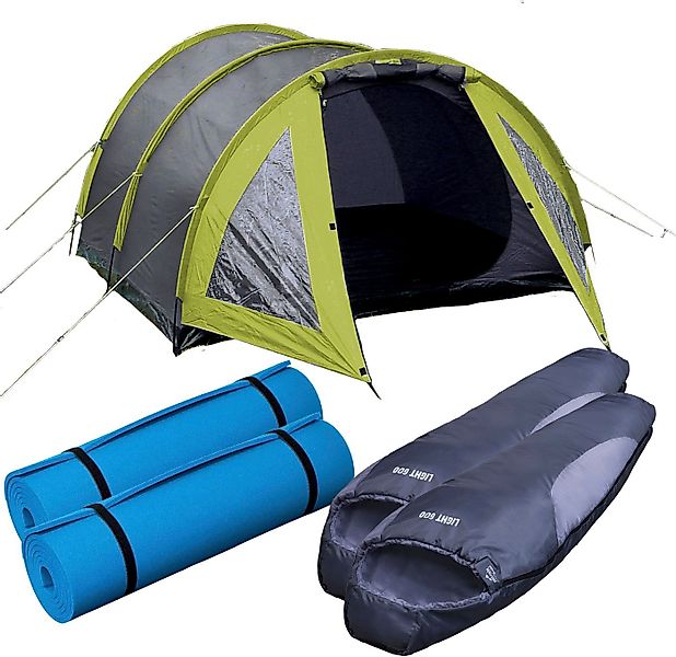 EXPLORER Tunnelzelt Campingset 5-teilig, 1 Zelt / 2 Schlafsäcke / 2 Isomatt günstig online kaufen