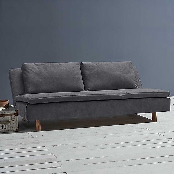 Sofa Bett Graublau in modernem Design Rücken Klappmechanik günstig online kaufen