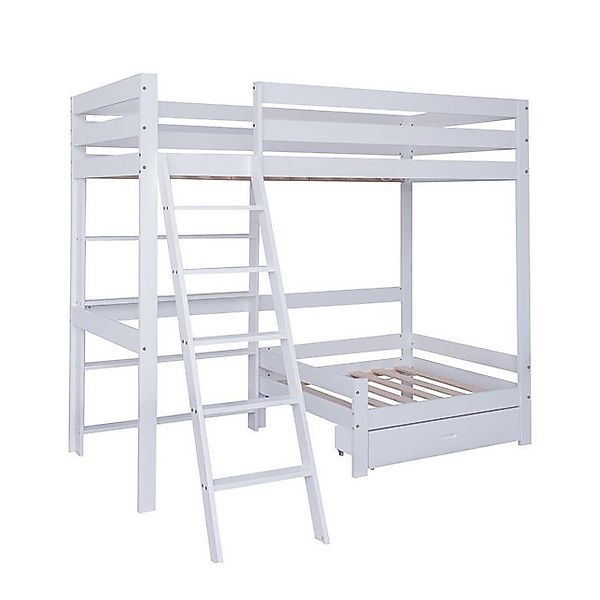 Gotagee Kinderbett Holzbett mit Regalen+Sofa Etagenbett Einzelbett Flaches günstig online kaufen