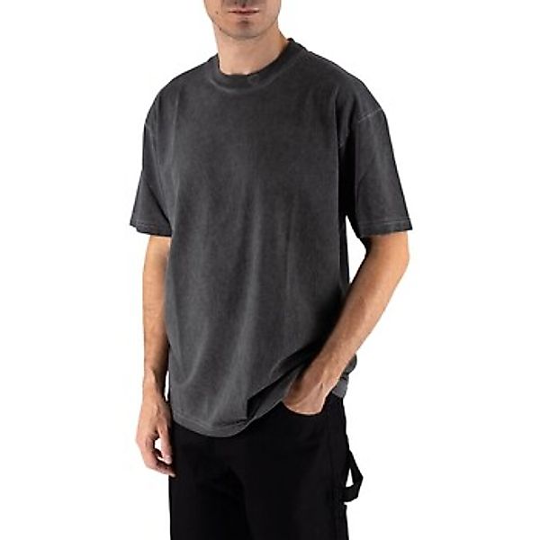 Vision Of Super  T-Shirt Schwarzes T-Shirt in Stone Wash mit gesticktem Her günstig online kaufen