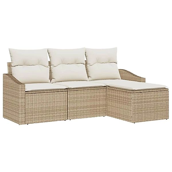 vidaXL Garten-Sofa-Set 4-Tlg Beige Poly Rattan 3346671 günstig online kaufen