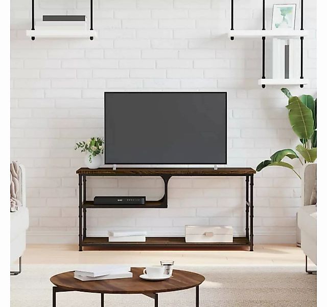 furnicato TV-Schrank Braun Eichen-Optik 103x38x46,5cm Holzwerkstoff Stahl günstig online kaufen
