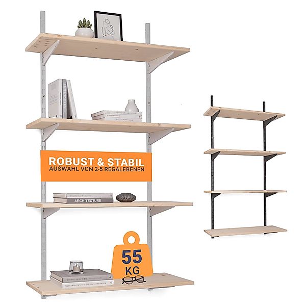 BOOMET Wandregal Regal Bausatz weiß/schwarz, 80 günstig online kaufen