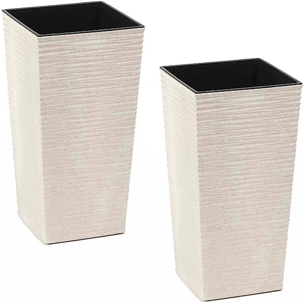Siena GardenPflanzgefäß - Set 2 teilig Eco Nizza Weiß 30x30x57 cm günstig online kaufen