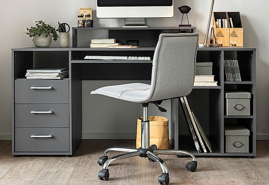 VOGL Möbelfabrik Schreibtisch "Timra" Tastaturauszug, Aufsatz & Towerfach, günstig online kaufen