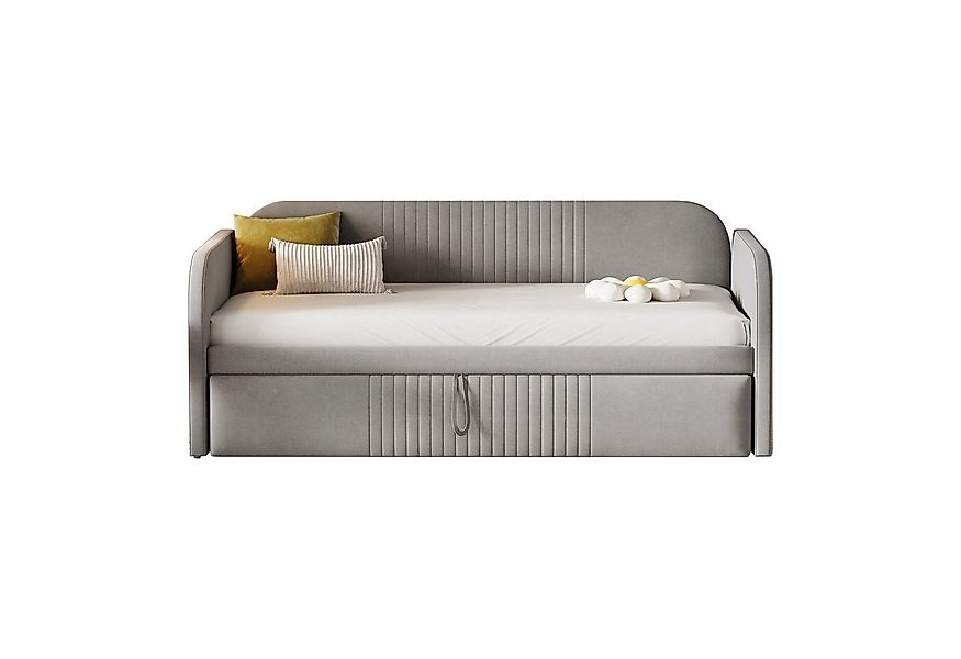 HAUSS SPOLE Polsterbett 90/180x190 cm Ausziehbares Schlafsofa mit Streifen, günstig online kaufen