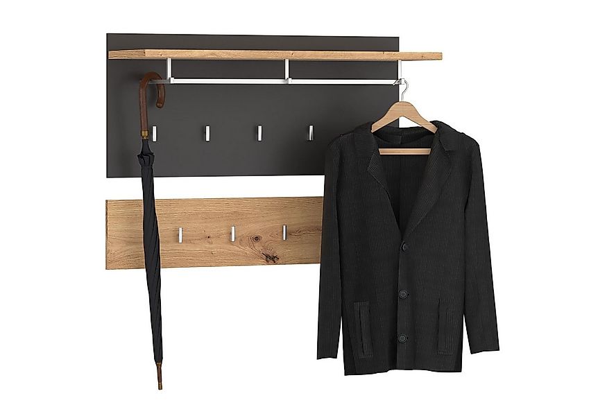 CARO-Möbel Wandgarderobe BILBAO, Wandgarderobe Garderobenpaneel Flurgardero günstig online kaufen